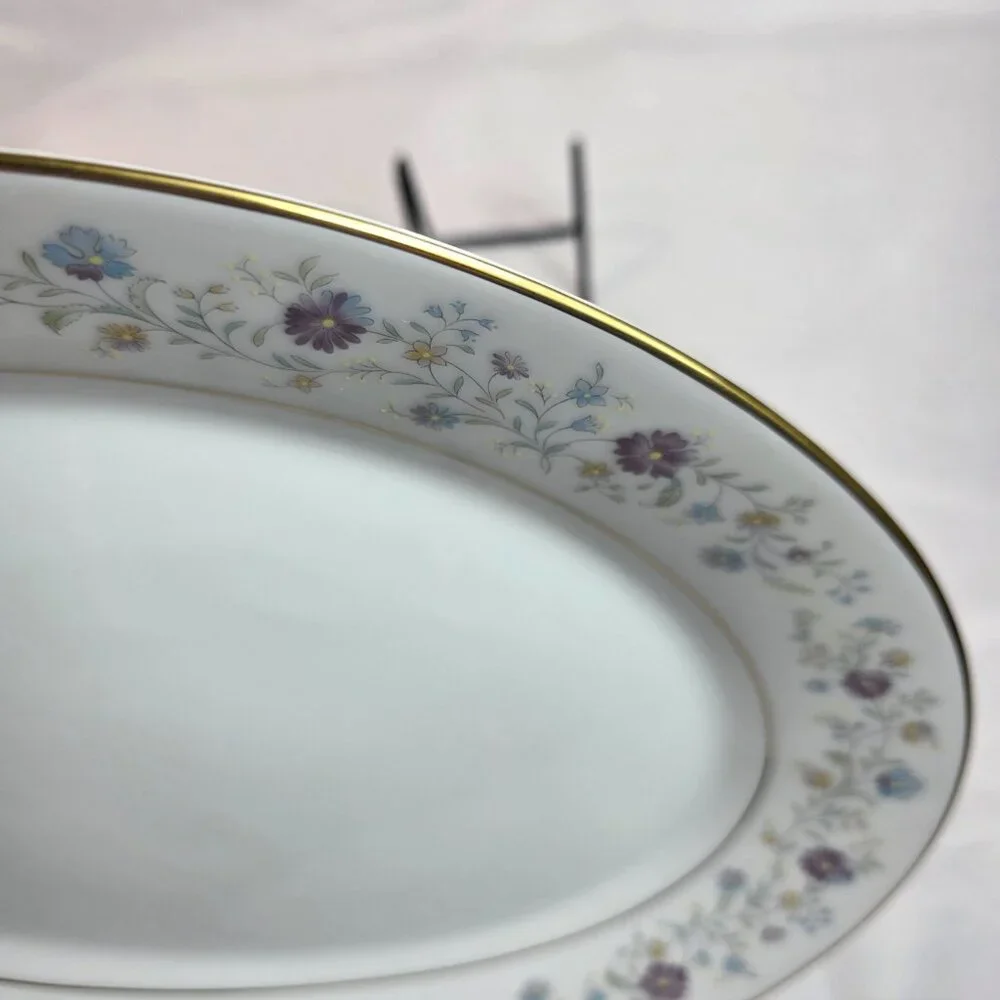 Noritake Longwood #2485 12 Inch Serving Platter Purple, Blue & Yellow Flowers